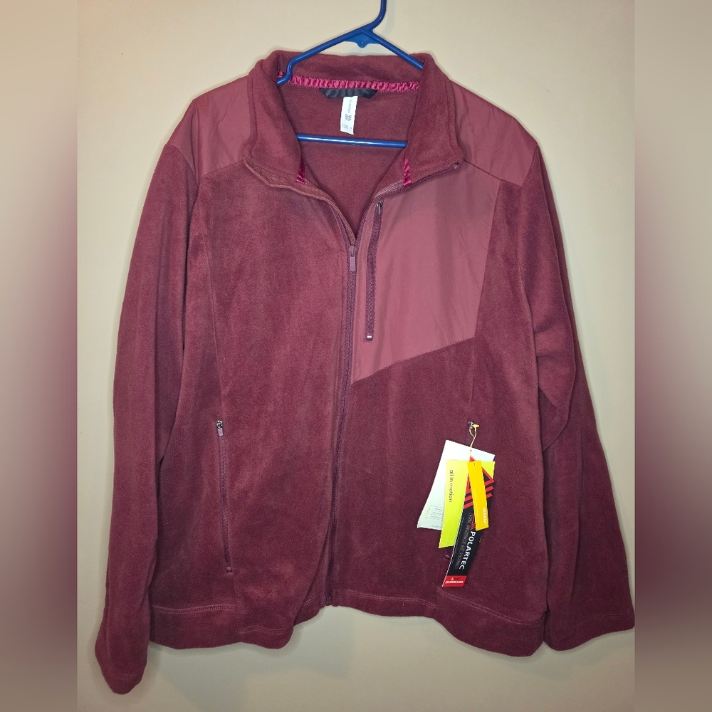 Men's XL All In Motion Polartec Fleece Jacket Coat NWT Burgundy - Picture 11 of 11